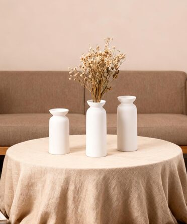 Керамічні вази 3 шт., сучасний мінімалізм, декор для дому, вази для пампасних трав, вітальня (12 білий)