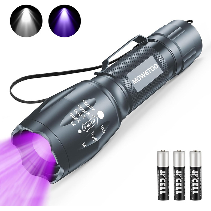 Ліхтар UV 2 в 1 з детекцією фальшивих грошей та тварин, 395nm, 4 режими, 40W, сірий