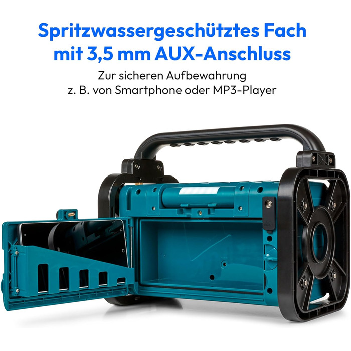 Радіоприймач Medion E66877 DAB+ Baustellenradio: Bluetooth 5.0, DAB+, UKW, LED-ліхтар, акумулятор/мережа, водонепроникний (IP44), синій