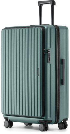 Чемодан розкладний хардлайнер з верхньою відкривачкою, компресійним ременем та додатковим простором | Зносостійкий, еластичний, стійкий до подряпин, легкий (XL, 80 см, темно-зелений)