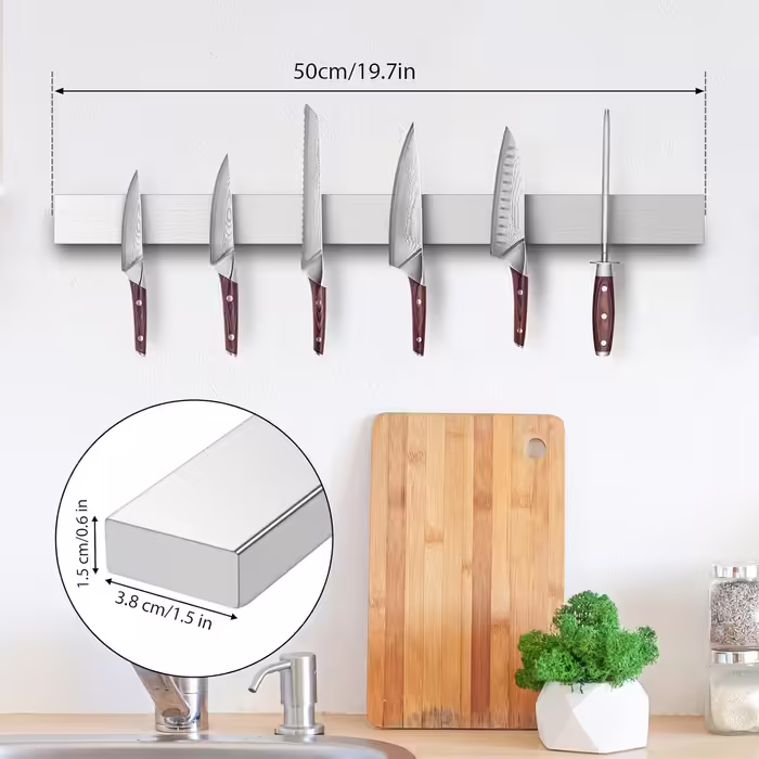 Magnetic Knife Strip 30cm, Stainless Steel Knife Holder Magnetic, Magnetic Knife Holder Screw, Self-Adhesive Magnetic Strip for Knives and Utensils
