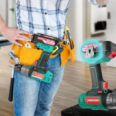 Акумуляторний шурупокрут HYCHIKA 18V, 45 Nm, 2.0 Ah, 27 предметів, 21+3 ступені, 2 швидкості, для свердління та закручування