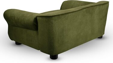 Диван для домашніх тварин MG Design темно-зелений: стабільний дерев'яний каркас, м'яке покриття, легкий у догляді. Підходить для собак та котів, готовий до використання. Темно-зелений – W12 (Оливковий – W11)