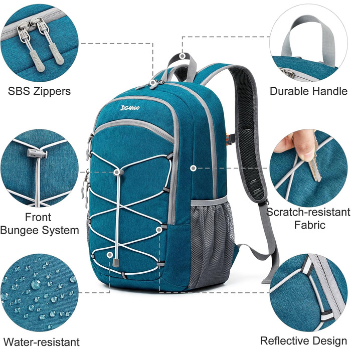 Small Backpack / 20L Unisex Daypack Lightweight Travel Backpack Hiking Backpack Trekking Backpack for Hiking, Cycling (Blue - Peacock Blue, 20 Liters)