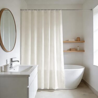 Штора для ванної кімнати YISURE антигрибкова 200x220 см, текстиль-поліестер, водонепроникна, колір кремовий