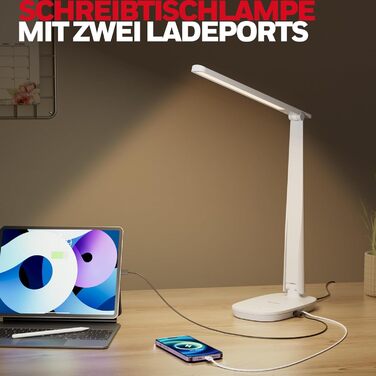 Лампа настільна Honeywell Sunturalux™ H2 LED з регулюванням яскравості, USB-зарядка, сенсорне керування, 4 кольори, захист очей, для дітей, спальні, читання, офісу