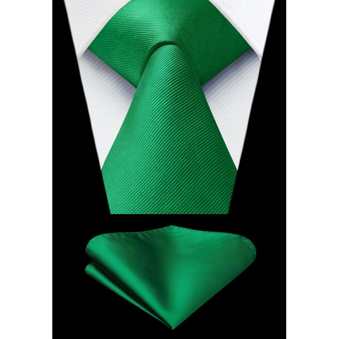 Краватка та нагрудний платок Enlision Solide - однотонні, різні кольори (D2 Зелений 3)