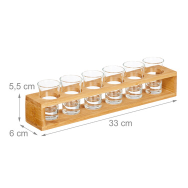 Bamboo Shot Glass Tray for 6 Glasses