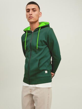 Чоловіча куртка-худі JACK & JONES Mae однотонна, Trekking Green (Green Gecko), розмір XL