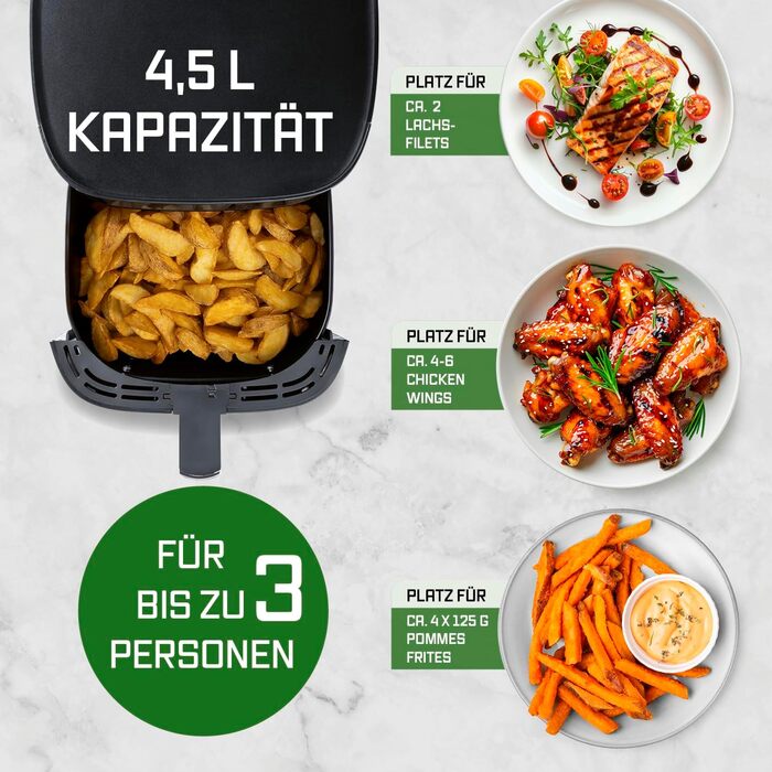 Фритюрниця повітряна Gourmetmaxx AirGenius 9 л з 2 відсіками | 8 програм | Сенсорний дисплей | Для 8 осіб