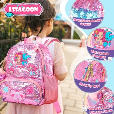 Рюкзак для дівчинки Єдиноріг, дитячий рюкзак з паєтками, персоналізований рюкзак Kawaii для школи/садочка, подарунок на день народження/Новий рік (рожевий, 38 см)