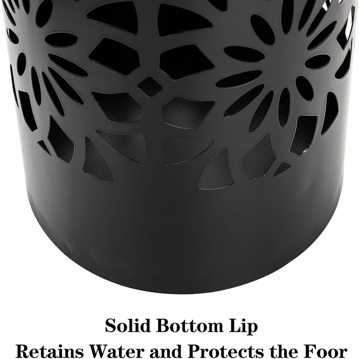 Metal Umbrella Stand with Water Tray - Round Entryway Organizer for Umbrellas, Walking Sticks & Canes