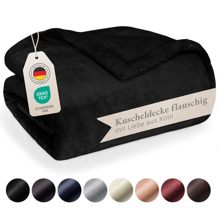 Плед з м'якої шерпи Blumtal Premium, 230x270 см, чорний - сертифікат Oeko-Tex