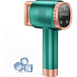 Пристрій для епіляції IPL, лазерний епілятор з 9 рівнями потужності, 600 нм червоне світло, LCD-сенсорний екран, для жінок та чоловіків, обличчя, бікіні-зона, тіло, зелений