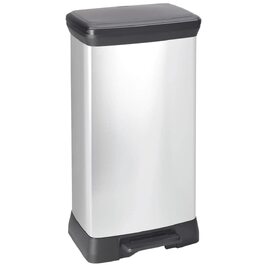 Сміттєвий відер Curver Deco Bin 50Л для кухні з педаллю, системою Soft-Close, герметичним кришкою та антивідбитковим покриттям, сріблясто-чорний (металевий ефект)