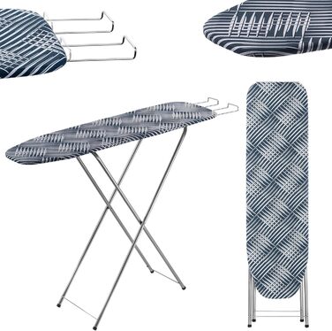 КADAX Прасувальна дошка з полицею, 104x30 см, дошка для прасування з парою та відкидною полицею для праски, компактна прасувальна станція з підкладкою з піни