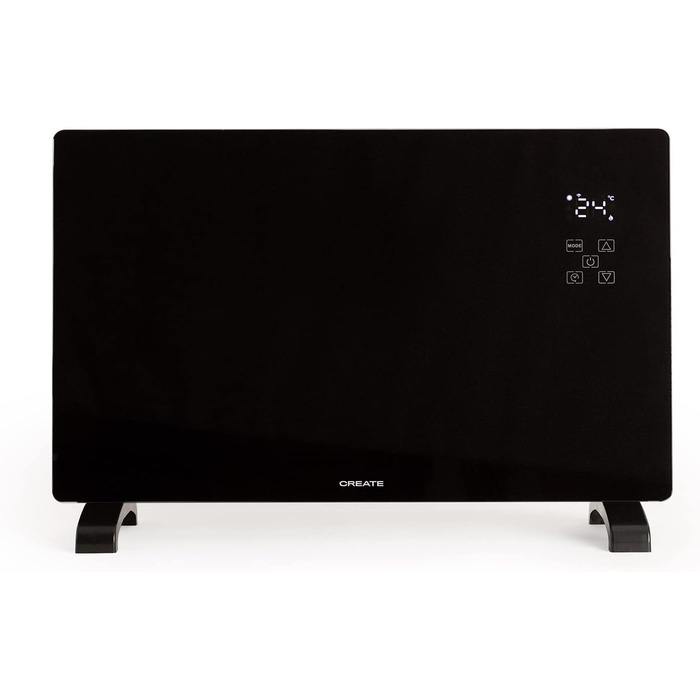 Електричний конвектор CREATE/WARM Crystal 2000W з WiFi, LED-touchscreen, 2 режими (2500W), чорний
