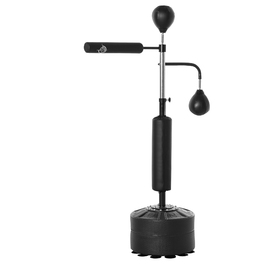 HOMCOM Стенд для бокса Standbox-Trainer з 2 м'ячами для швидкості, регульована висота 160-230 см, стержень для реакції та основа з присосками, чорний для фітнесу та тренувань