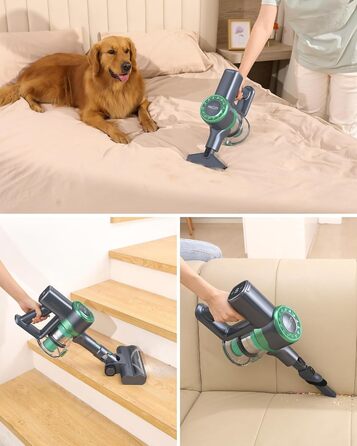 Бездротовий пилосос MIUZZY M241 30000Pa з акумулятором, 50 хв роботи, LED дисплей, для твердих поверхонь, килимів, шерсті тварин, зелений