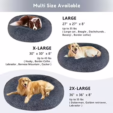 Western Home Dog Bed Run, Cat Bed Fluffy, Dog Cushion Small Dogs, Dog Bed Washable, Dog Basket, Cat Basket for Sleeping 60 cm, (L 76 x W 76 x H 20 cm, Dark Grey)