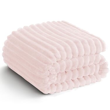 М'яка ковдра WAVVE з флісу 150x200 см (220x240 см), рожева - для дивану, софи, декору інтер'єру