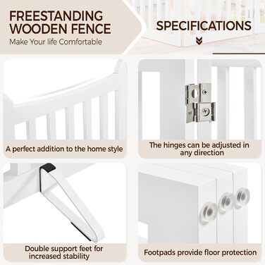 Захисне огорожа для собак Yaheetech, 60,5 x 151,5 см, 3 панелі, біла