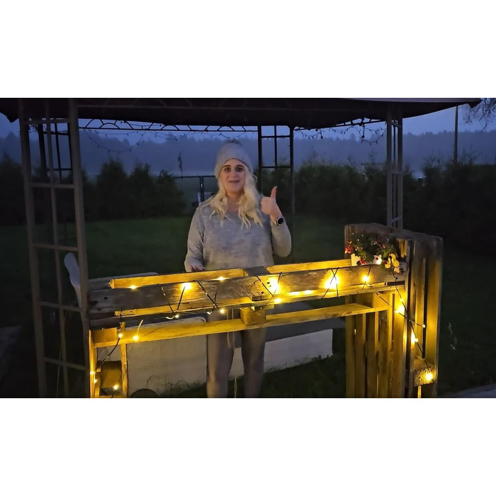 Гірлянда світлодіодна Gresonic 100/200/300/400 LED, струмопровідна, для дому та вулиці, тепле біле світло, 100 LED