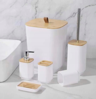 Комплект аксесуарів для ванної кімнати квадратний, 6 предметів, білий 49811