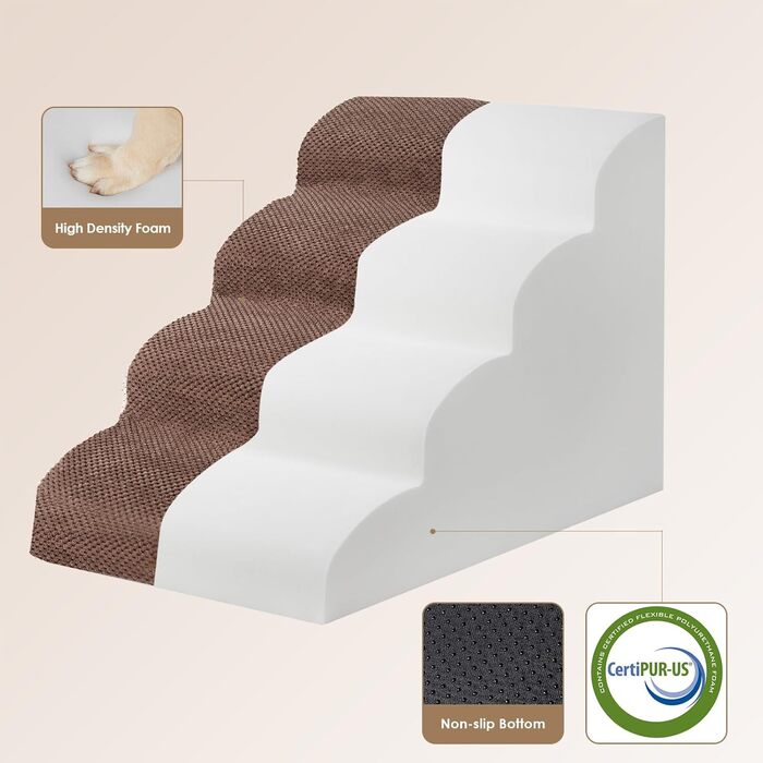 Сходинки для собак EHEYCIGA: компактні, 40 см, для маленьких собак, 3 сходинки, з миючим покриттям, сірі (T 72 x B 40 x H 50 см, коричневі)