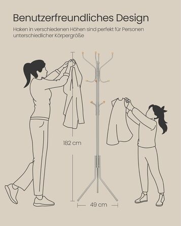 SONGMICS 182 cm Height Wardrobe Rack Stable Metal Clothes Rack Wardrobe, white, RCR19W (49 x 49 x 182H cm, Cappuccino Beige)