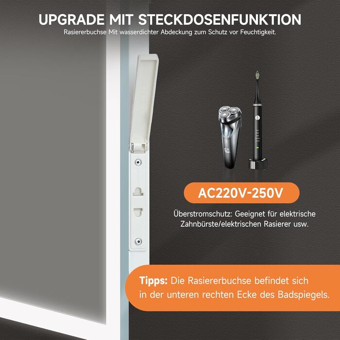 Круглий дзеркало для ванної кімнати YOLEO з підсвічуванням, 60 см, сенсорне керування, захисне скло, 3 кольори світла, регулювання яскравості, 70x50 см