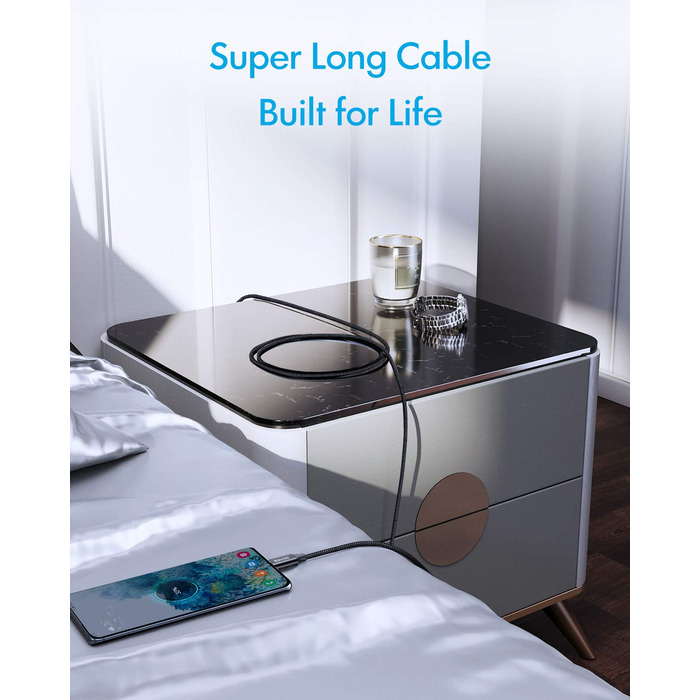 Кабель USB-C на USB-A, 4м, чорний: для Samsung, iPhone, Redmi, Pixel