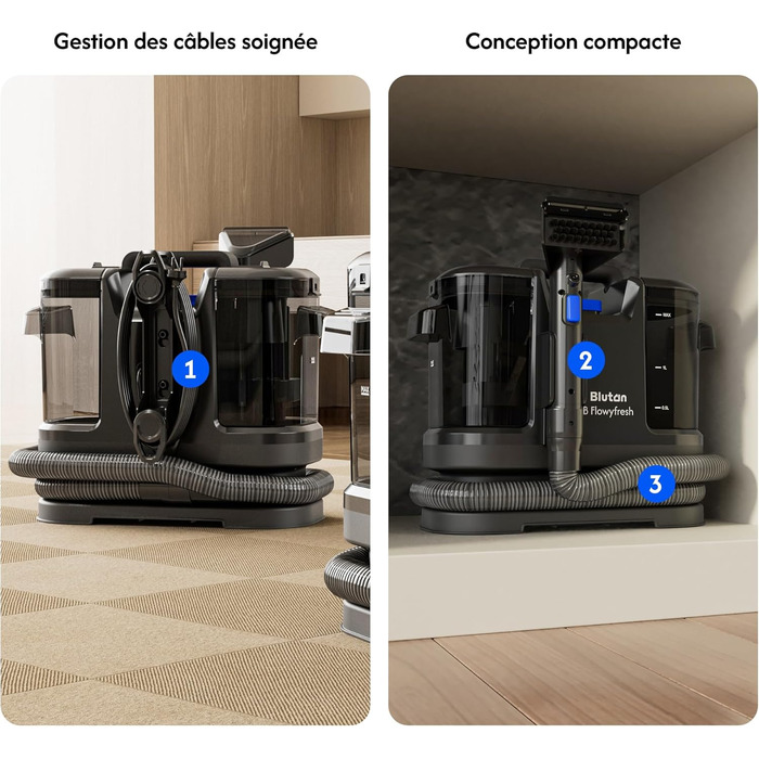 B Flowyfresh - миючий пилосос для диванів, килимів, меблів та авто. Мийний пилосос, 13 kPa, швидке сушіння, великий об'єм резервуару (1.8 л + 0.8 л), самоочищення