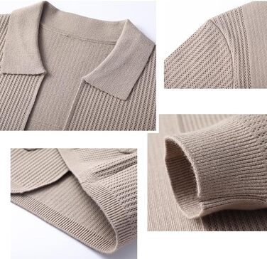 Чоловічий в'язаний жакет з ревером та довгими рукавами, з кишенями, бежевий, для осені