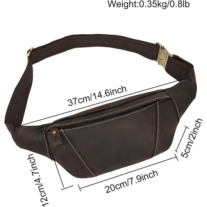 Чоловіча поясна сумка з натуральної шкіри LUUFAN, темно-коричнева (1034)