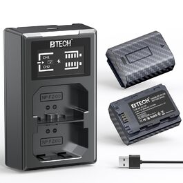 Акумулятор BTECH NP-FZ100 2600mAh (2 шт.) + Зарядний пристрій USB-C PD 18W для Sony A7 III/IV/R III/IV/V/C/S III/A9/A6600/A6700/FX3/FX30 (чорний)