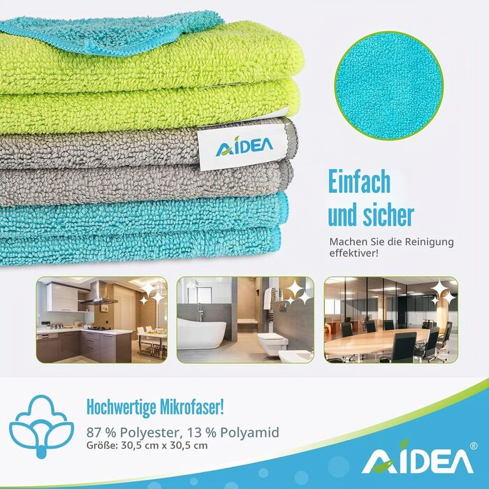 Серветки з мікрофібри для прибирання AIDEA, універсальні ганчірки для вікон, посуду та пилу, 30x30 см, 100 шт