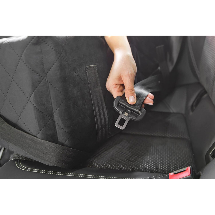 Автокрісло для собак та котів | Чорний велюр, розмір L (57x50 см) | Зручне автоліжко для тварин