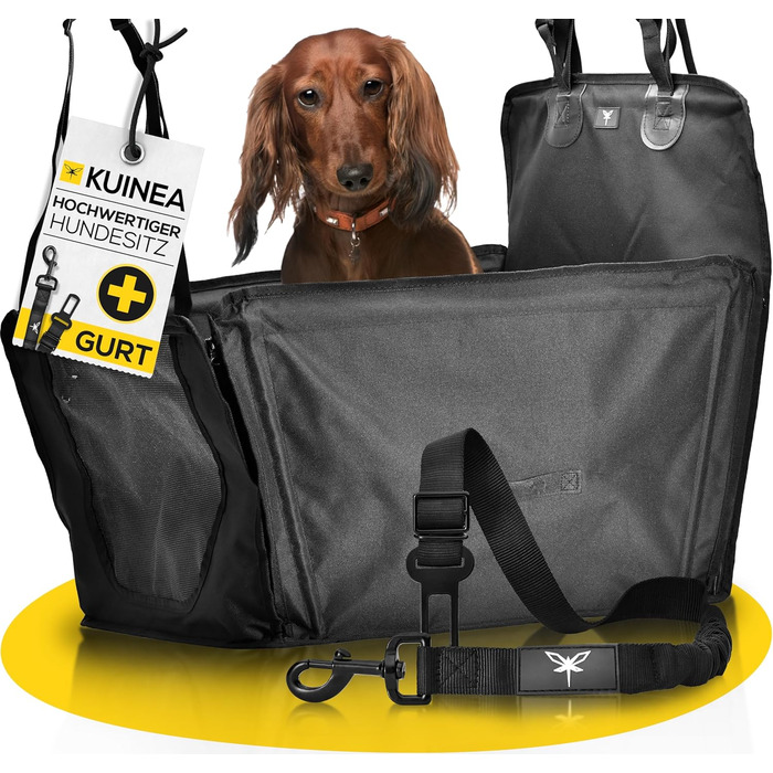 Автокрісло для собак KUINEA® Extra Stable - з ременем безпеки, для собак маленьких та середніх порід, водовідштовхуче, автокошик для собак, автокрісло для собак