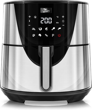 Електрична фритюрниця Uten 5.5L XXL з гарячим повітрям, 1700W, таймер, антипригарне покриття, для 2-8 осіб, чорна