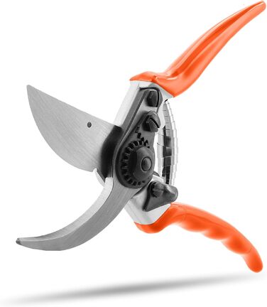 Професійний садовий секатор STOCKER 21 см, хромована сталь, ергономічний, для обрізки гілок до 22 мм, ідеальний для троянд та багаторічників, з PVC-ручками
