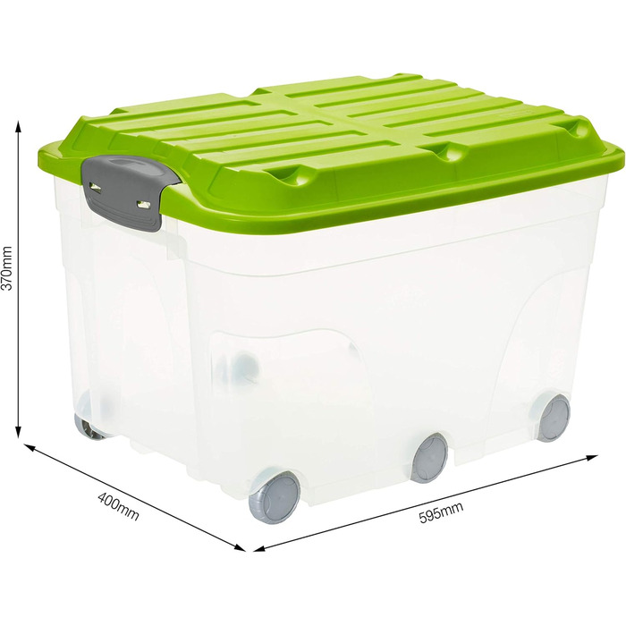 Rotho Roller 6 2-Piece Storage Box Set, 57L with Lid and Wheels