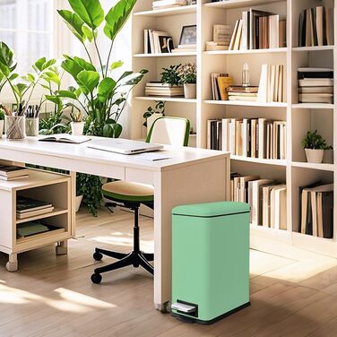 Відро для сміття кухонне 30 літрів, вузьке з кришкою, з м'яким закриттям, з педаллю, для кухні, ванної кімнати та офісу, зелене