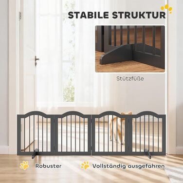 Захисний бар'єр для собак PawHut 5-секційний, 261.5 x 61 см, розкладний, з дверцятами, білий