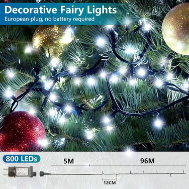 LED гірлянда 220 LED, 29.2 м, для прикраси ялинки, внутрішнього та зовнішнього використання, 8 режимів, IP44, з пультом дистанційного керування та таймером, тепле біле світло, для вечірки, саду, шлюбу, Різдва