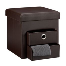 Relaxdays faux leather storage ottoman with 2 compartments