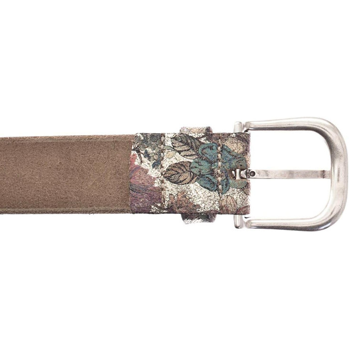 Жіночий ремінь VANZETTI з квітковим принтом, ширина 3.5 см, розмір 80-105 см, колір: золотий металік / багатоколір