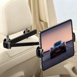 Тримач для планшета VINATO в авто, кріплення на підголівник, 360° обертання, для пристроїв 4-13 дюймів, чорний