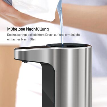 Automatic Soap Dispenser with Window - Infrared Sensor, 250ml, USB Rechargeable, Waterproof, Adjustable Dosage, Drip-Free, for Kitchen & Bathroom - Matte Black (Silver)