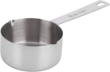Stainless steel measuring cup 304, metal measuring spoons, baking measuring spoons with scale, cake measuring spoons for the kitchen, kitchen scale (size: 1/3 cup 80 ml) (1/2 cup 125 ml)